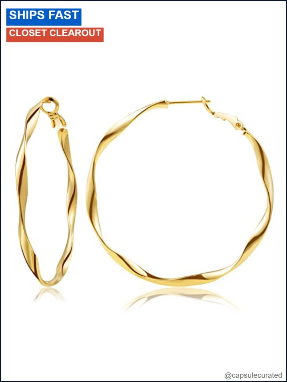 24K Gold Plated Twisted Thin Huggie Hoop Earrings Women Nickel Free